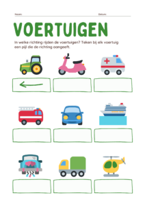 Voertuigen Werkblad groep 1