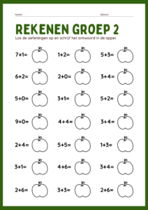 Rekenen Groep 2 Werkblad