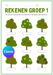 Rekenen groep 1 Gratis Canva Template