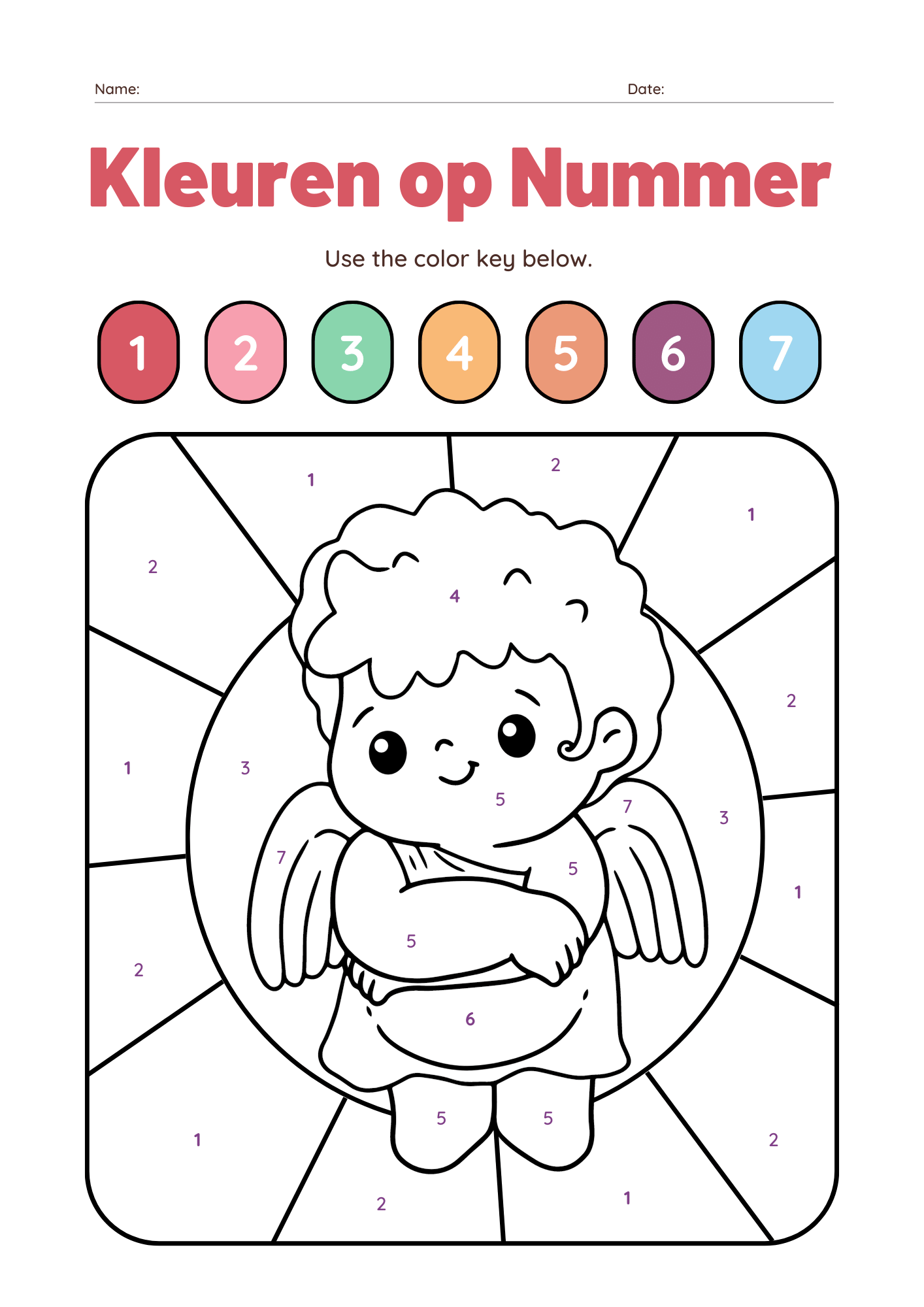 Kleuren op Nummer Thema Valentijn
