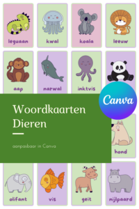 woordkaarten flitskaarten dieren