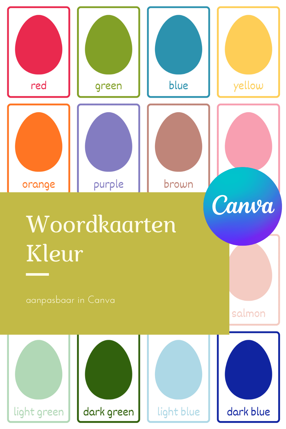 woordkaarten kleur Pasen Flitskaarten