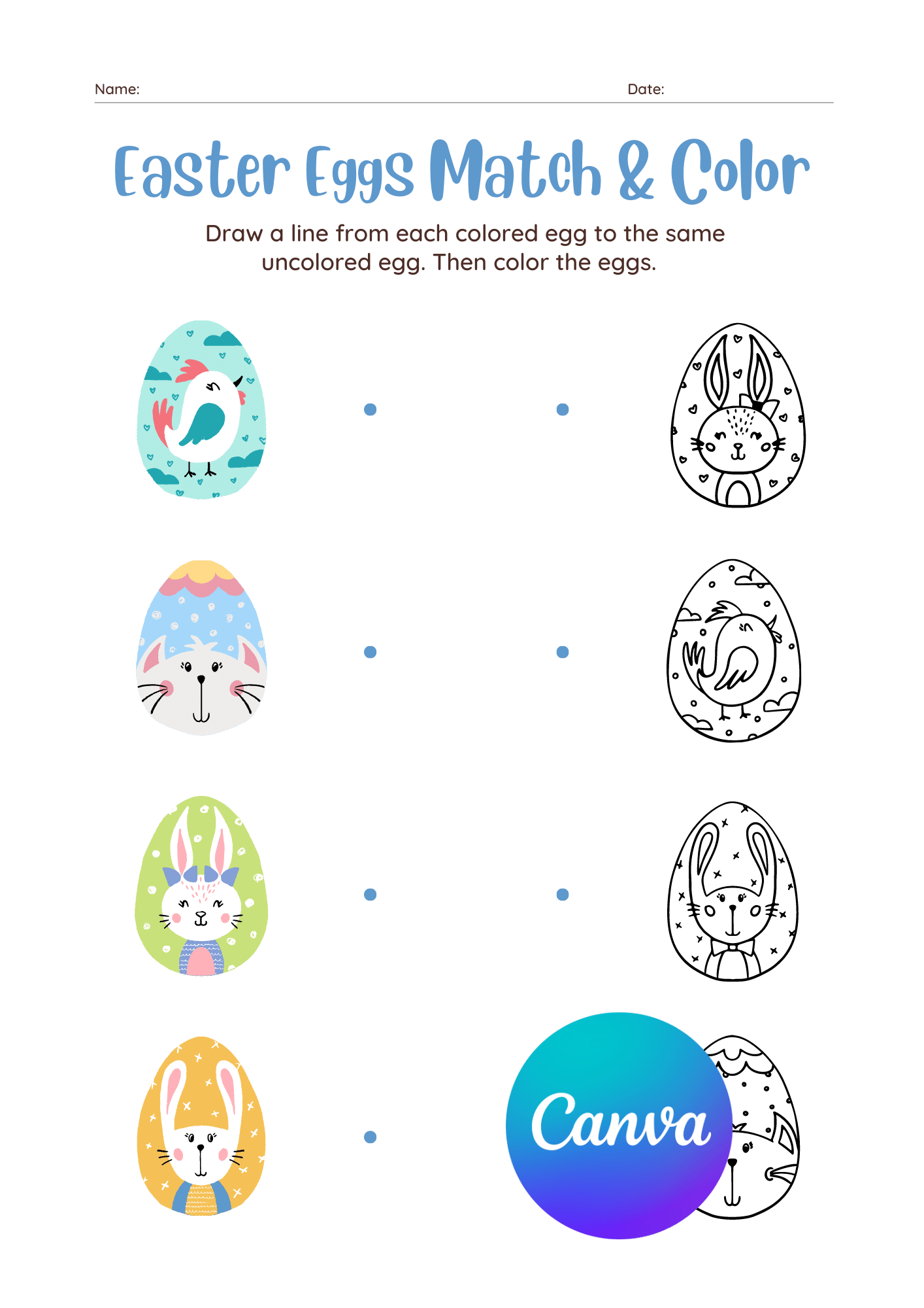 Pasen Kleurplaat Eieren Matchen en Kleuren