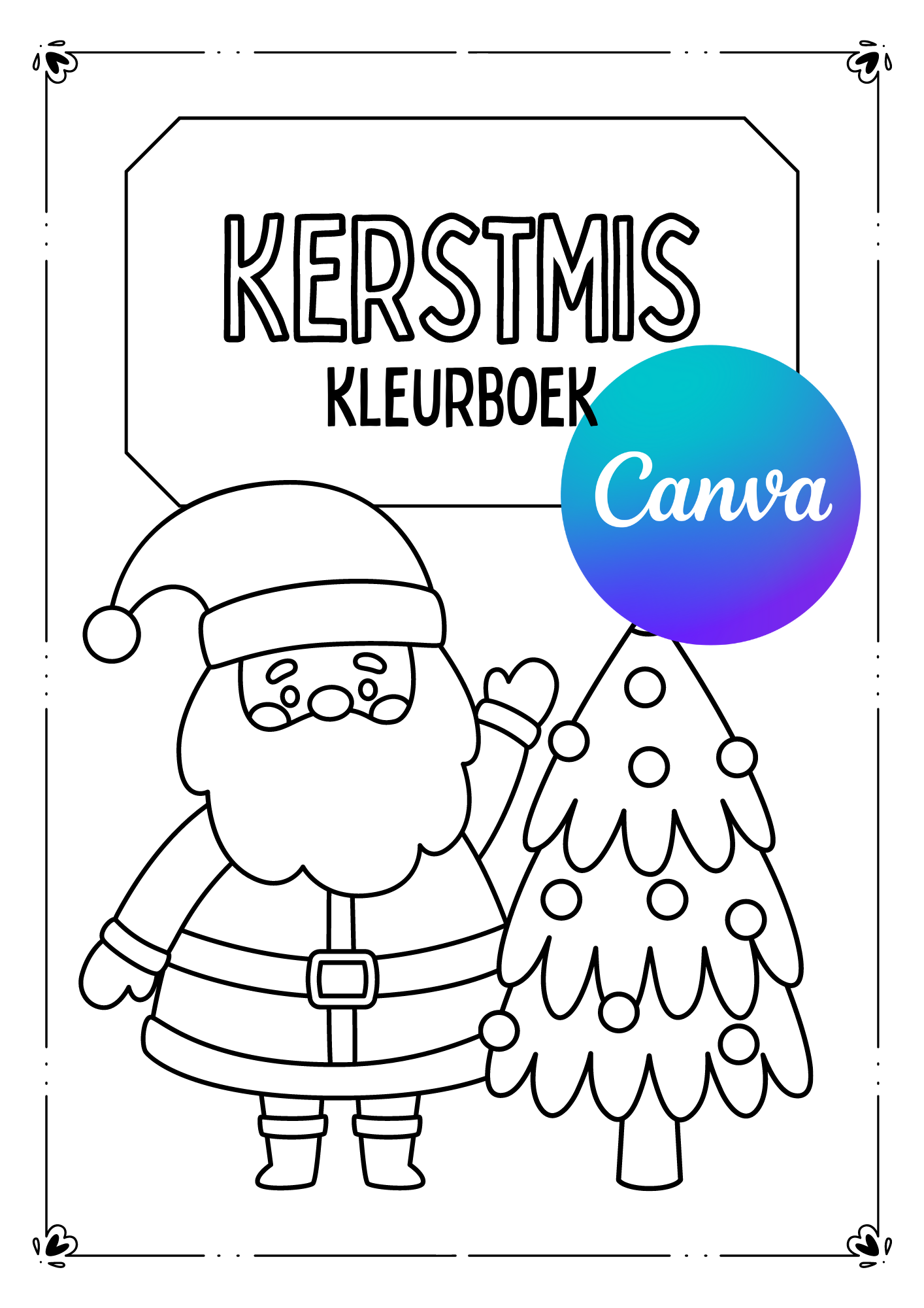 Kerst Kleurboek Kleurplaten Gratis Aanpasbaar in Canva