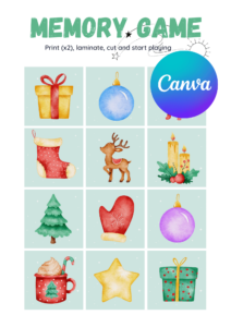 Kerstmis Memory Game Werkbladen Kleuters groep 1