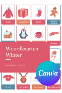 woordkaarten Kerst Winter Gratis